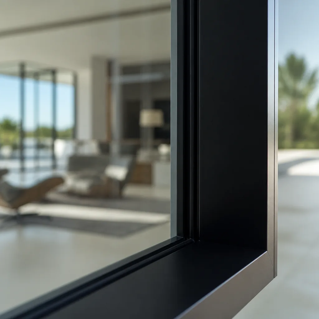 Modern black window frame detail with professional geometric architectural design nationwide
